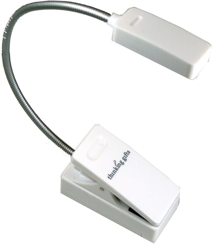 Bookchair ERBLW LED Leselampe mit Klammer für eBook Reader & Bücher, flexibler Arm, 16h Laufzeit, Weiß